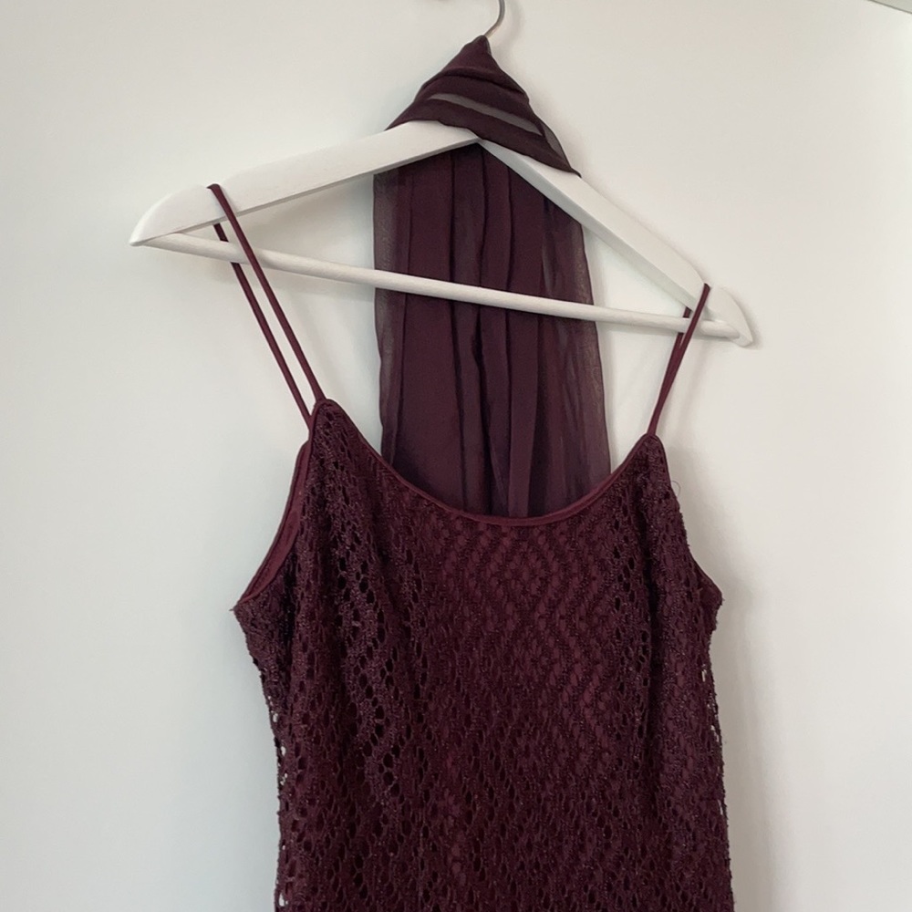 Rhapsody Crochet Fitted Purple Sheath Dress Sz 4